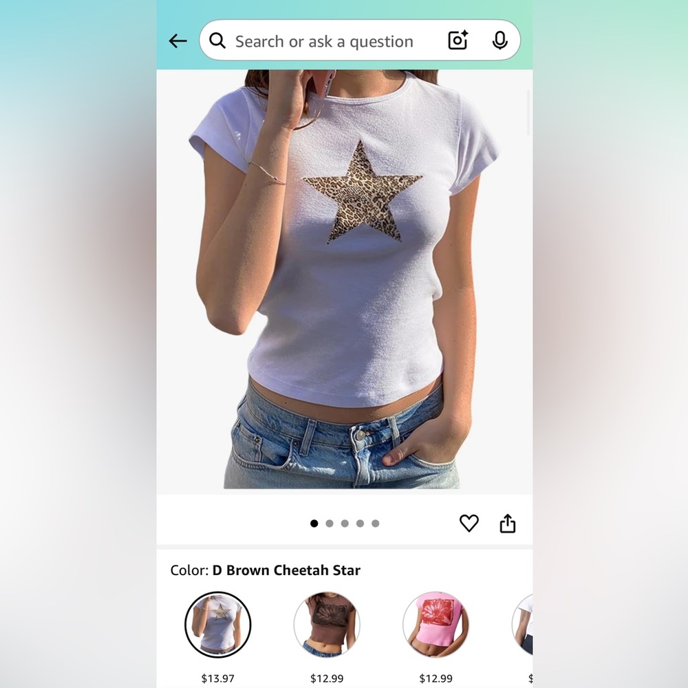 White Star Print Women's Top